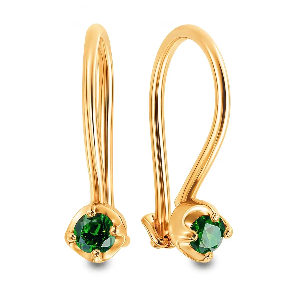 Серьги детские с фианитами из красного золота 375 пробы 1