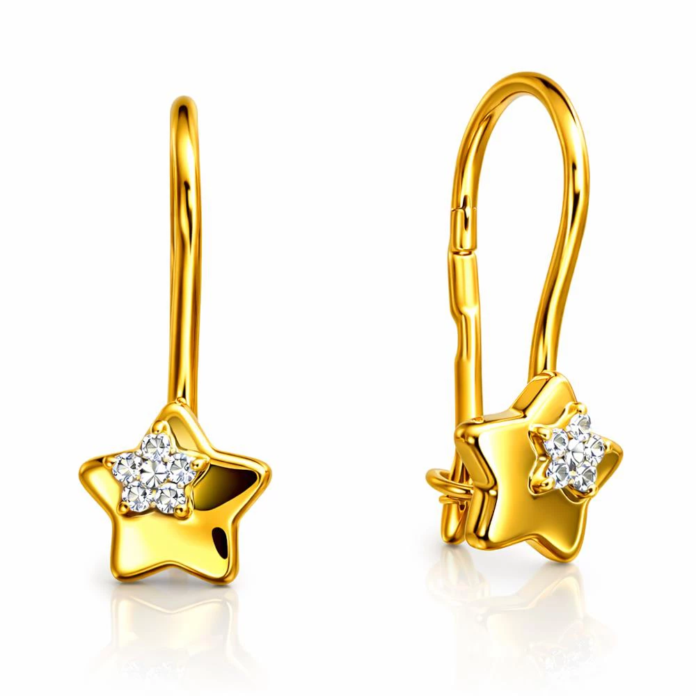 Серьги детские с фианитами из красного золота 585 пробы