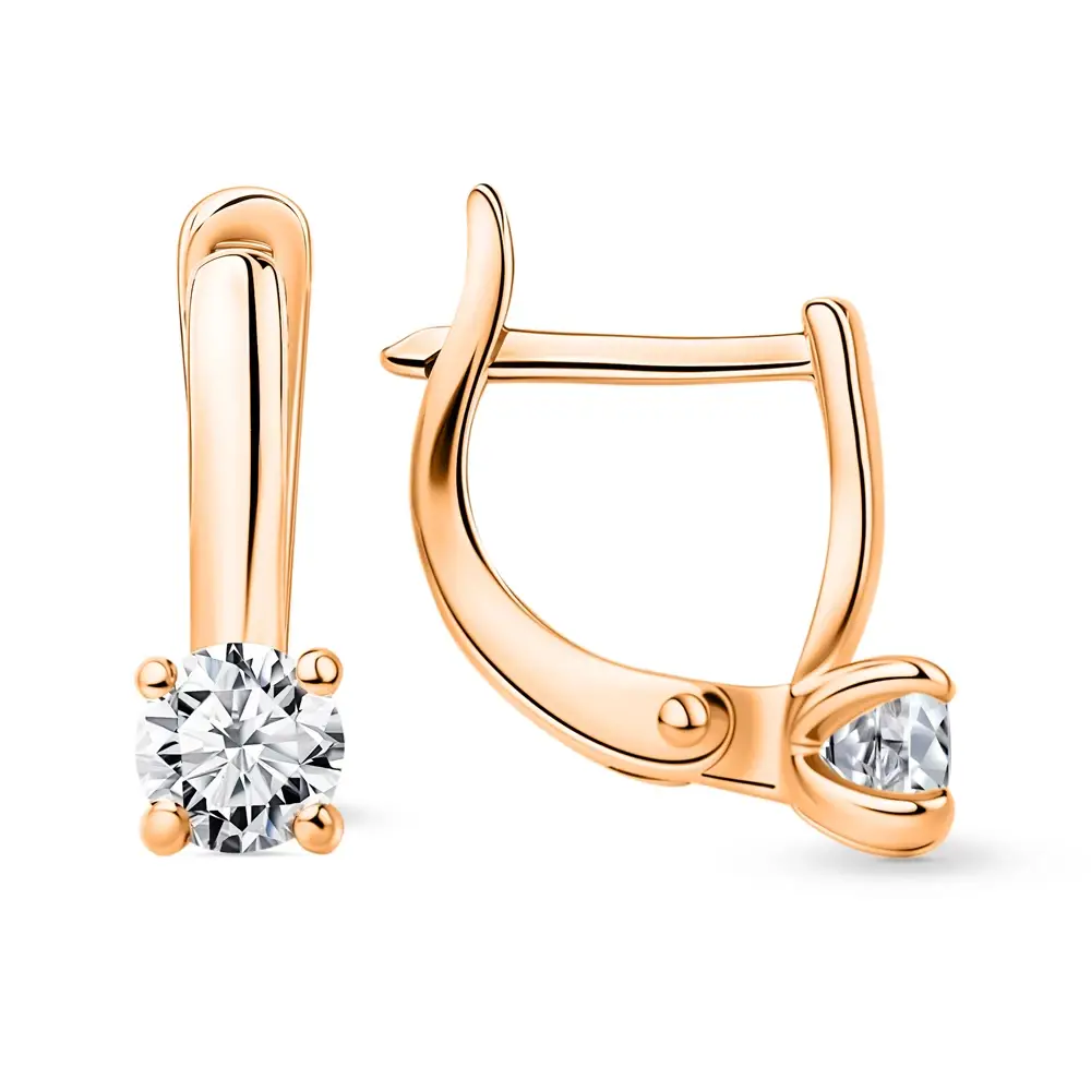 Серьги детские с фианитами из красного золота 375 пробы 3