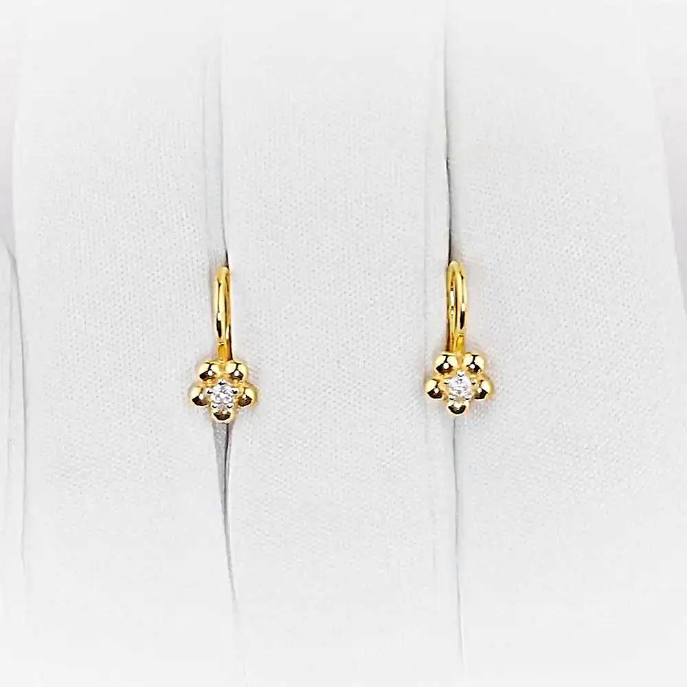 Серьги детские с фианитами из красного золота 375 пробы 2