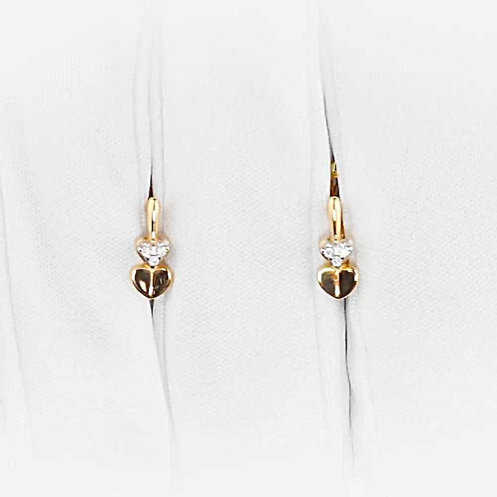 Серьги детские с фианитами из красного золота 375 пробы 1