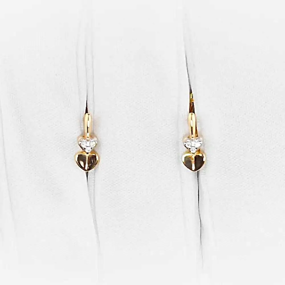 Серьги детские с фианитами из красного золота 375 пробы 2