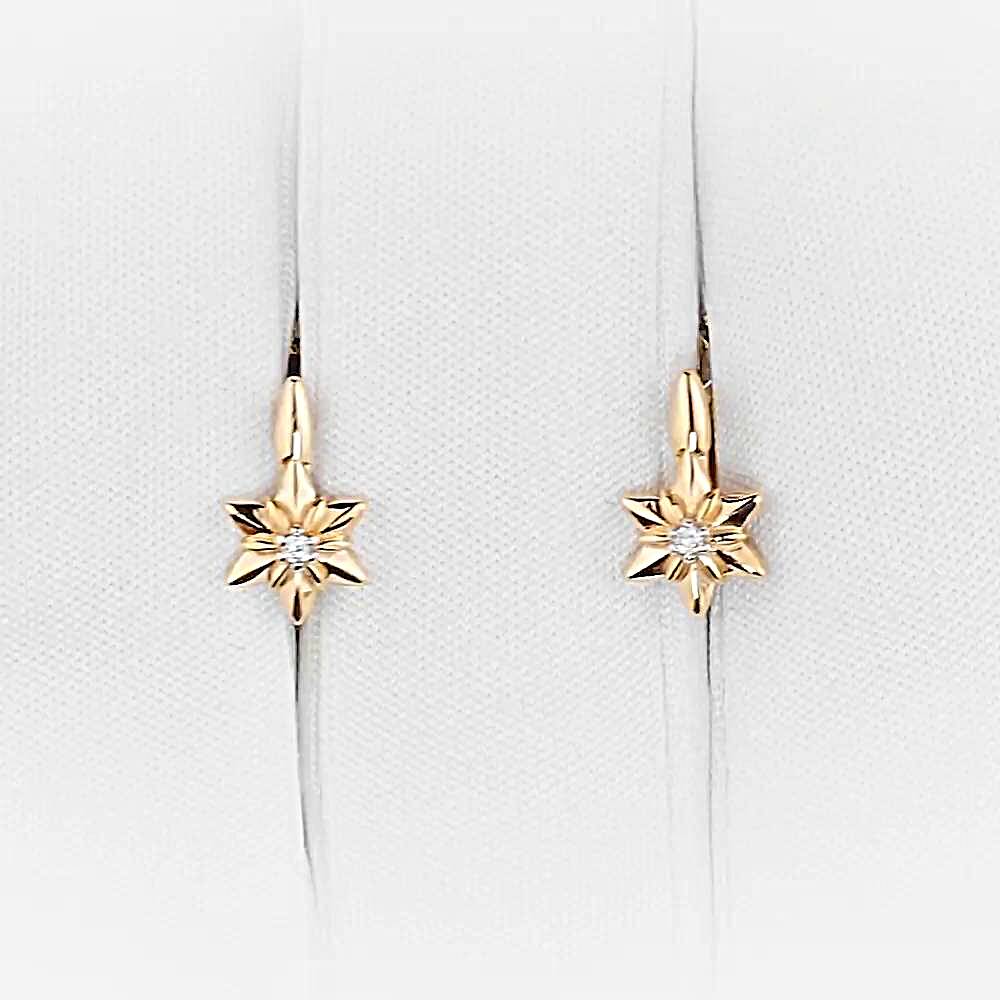 Серьги детские с фианитами из красного золота 375 пробы