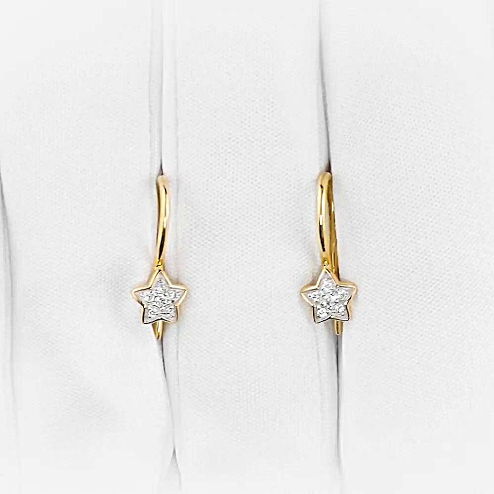 Серьги детские с фианитами из красного золота 375 пробы 1