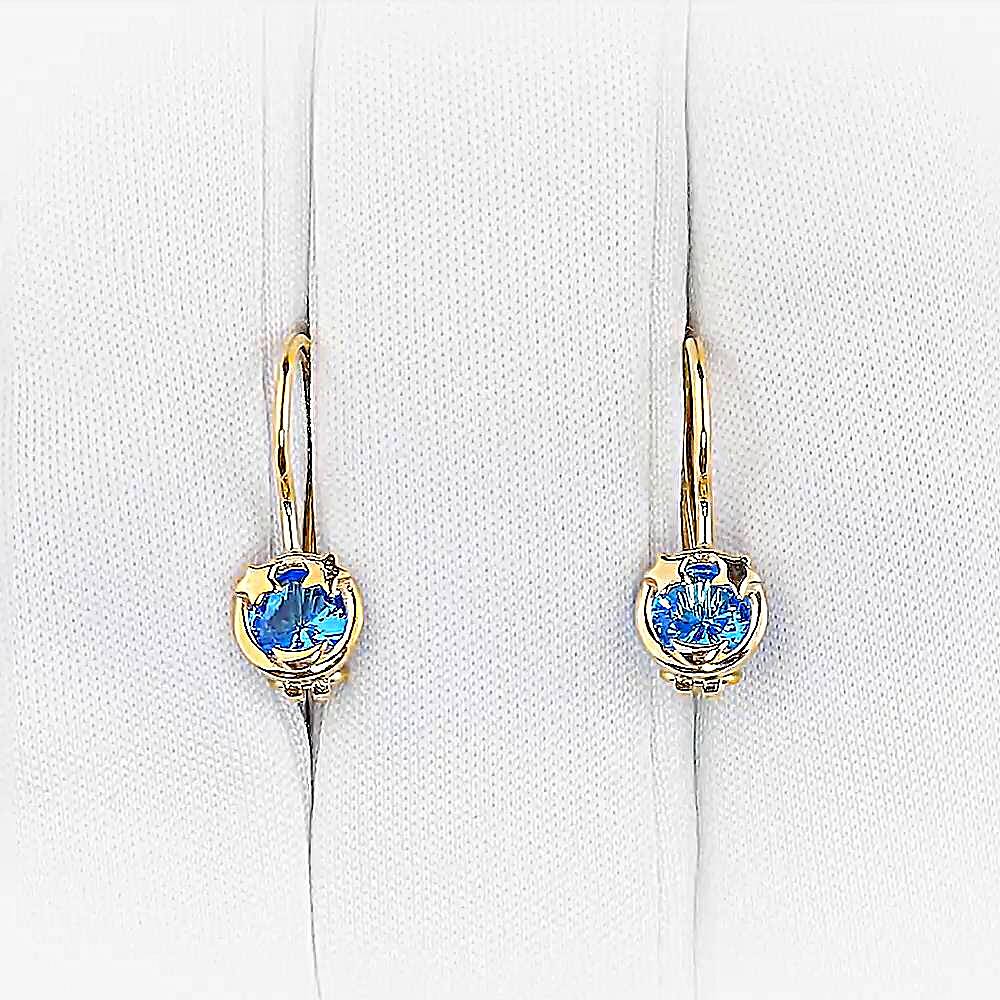 Серьги детские с фианитами из красного золота 375 пробы 1