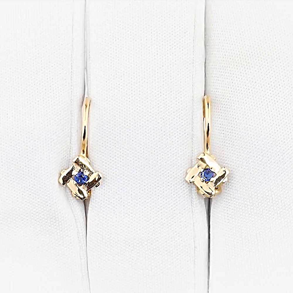 Серьги детские с фианитами из красного золота 585 пробы 1