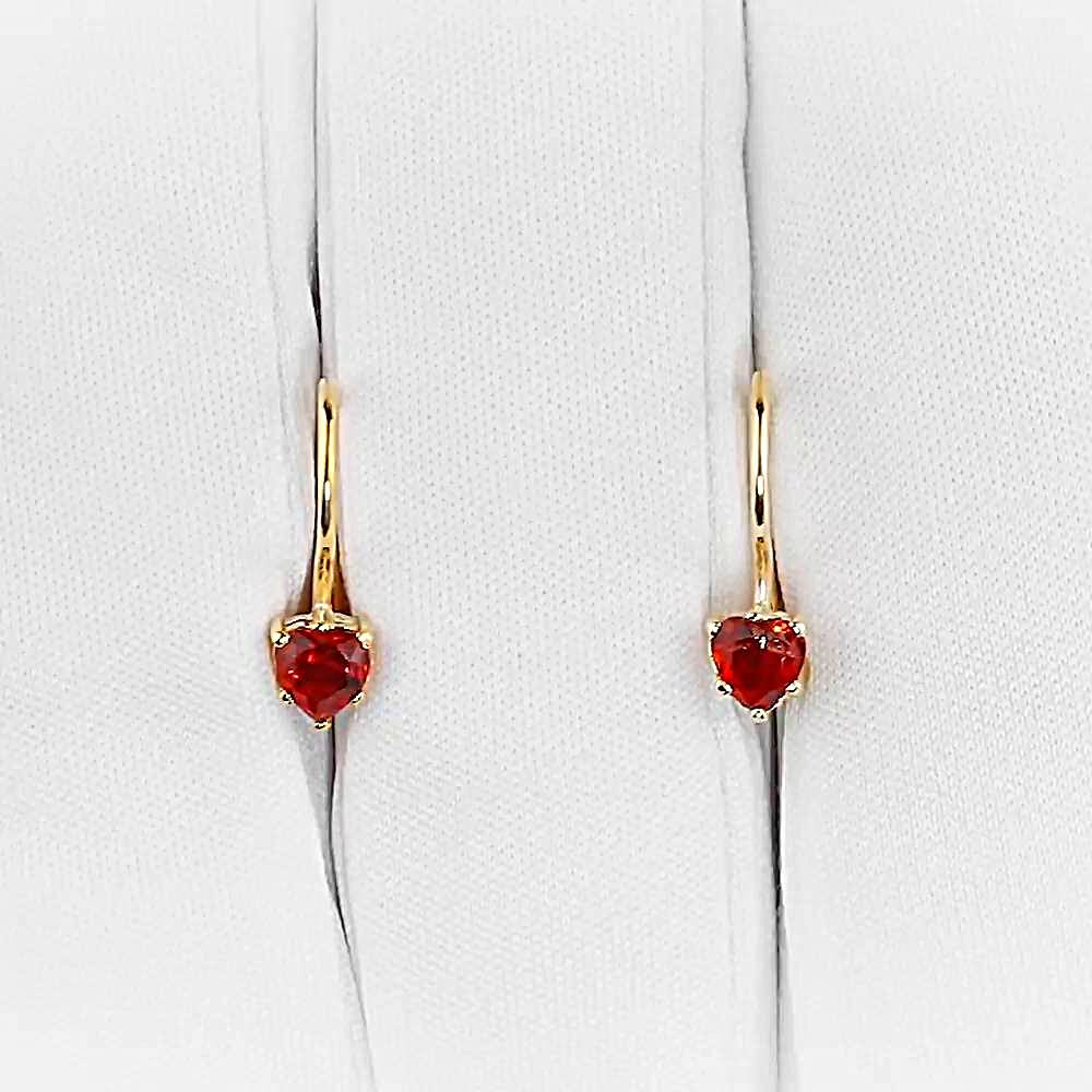 Серьги детские с фианитами из красного золота 375 пробы