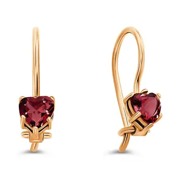 Серьги детские с фианитами из красного золота 585 пробы