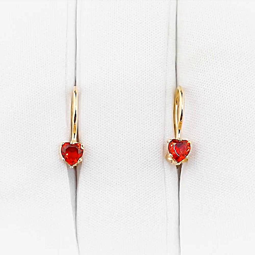 Серьги детские с фианитами из красного золота 585 пробы 1