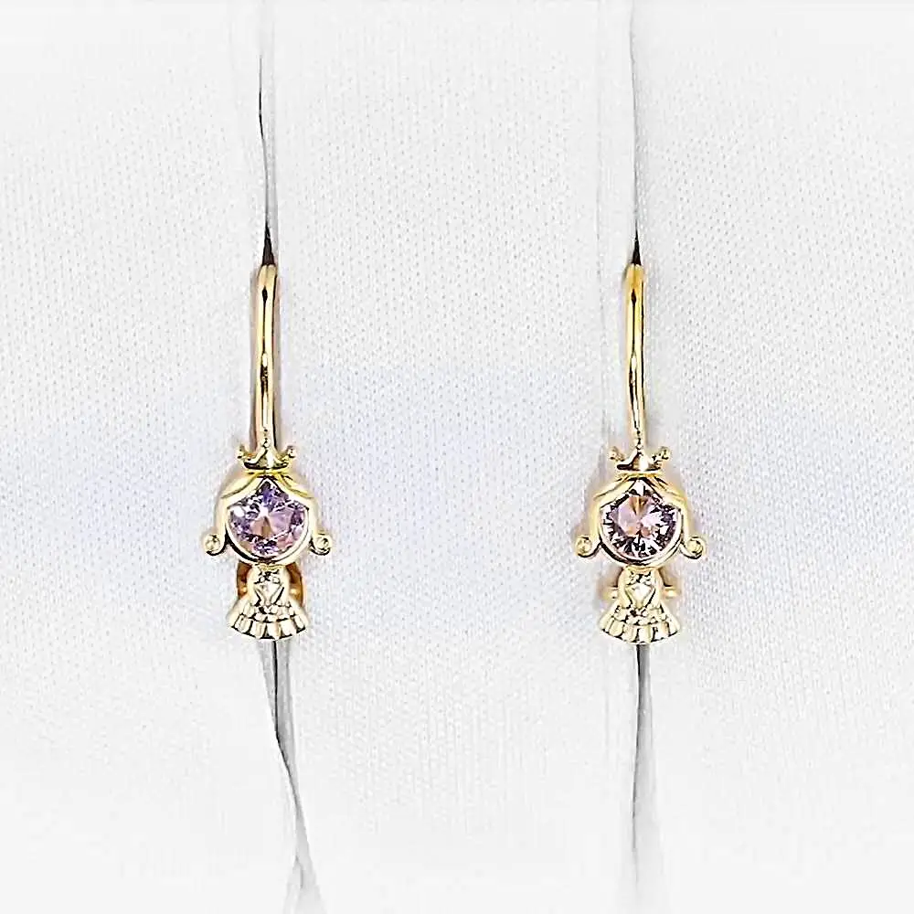 Серьги детские с фианитами из красного золота 375 пробы 2