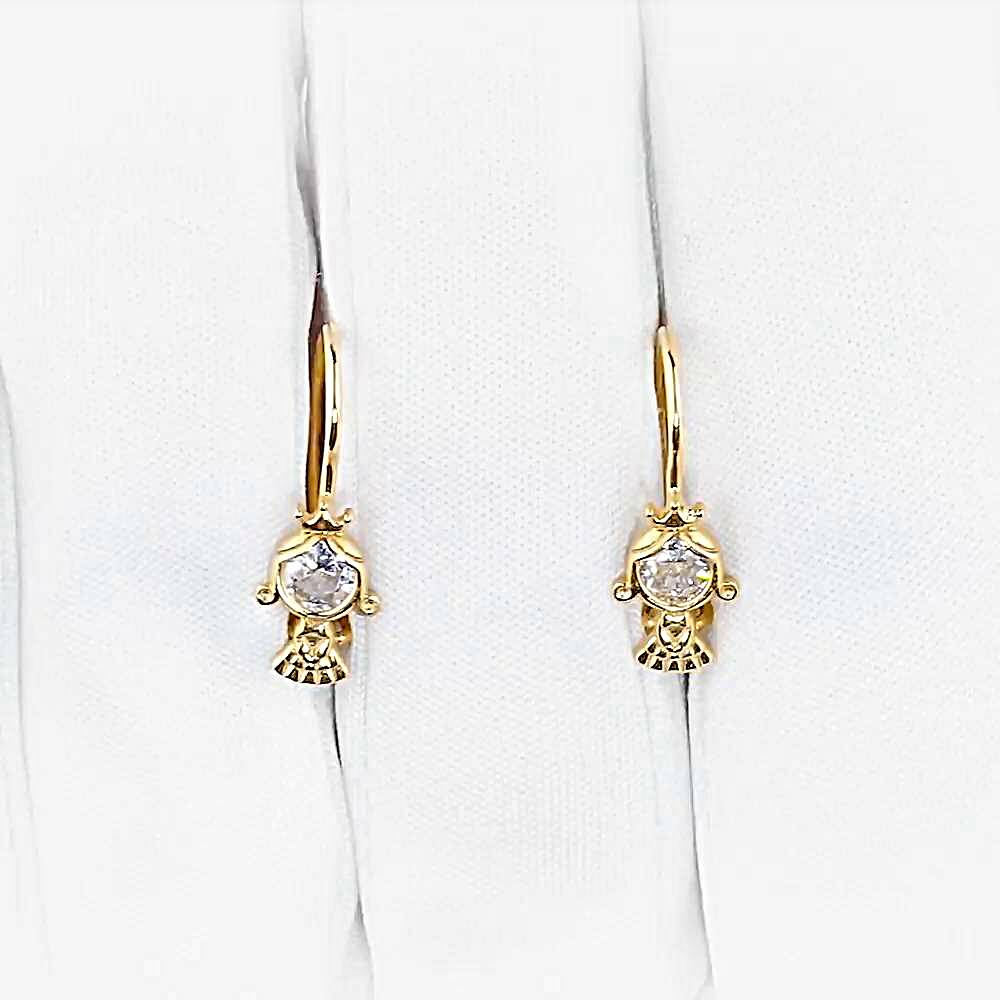 Серьги детские с фианитами из красного золота 375 пробы 1