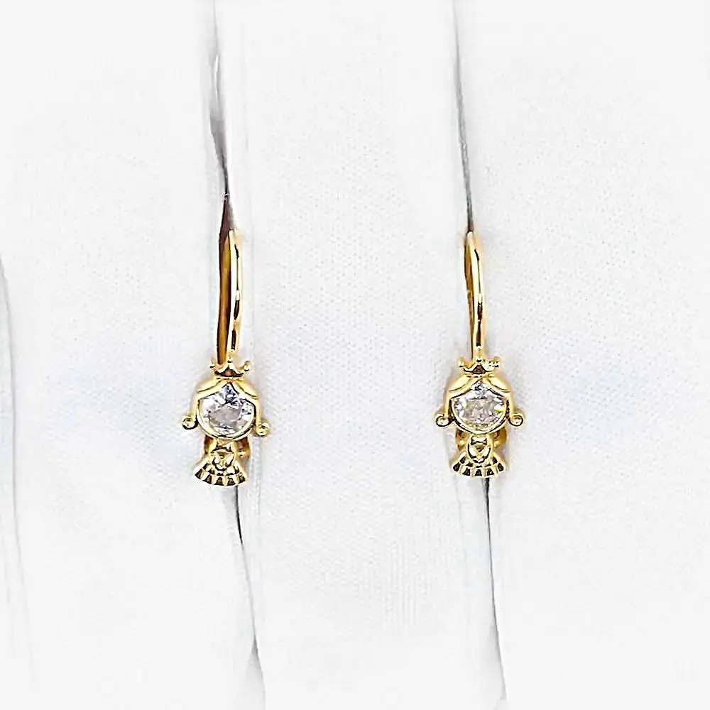 Серьги детские с фианитами из красного золота 375 пробы 2