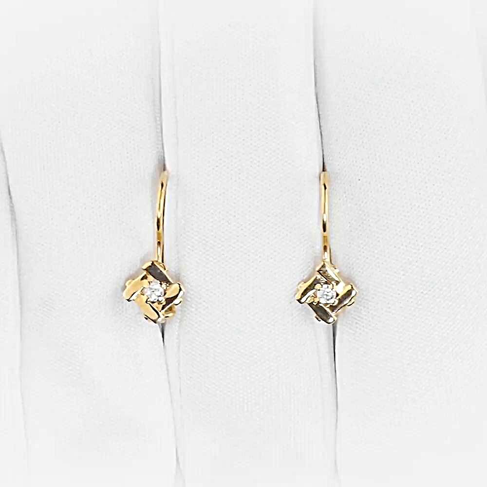 Серьги детские с фианитами из красного золота 375 пробы 1