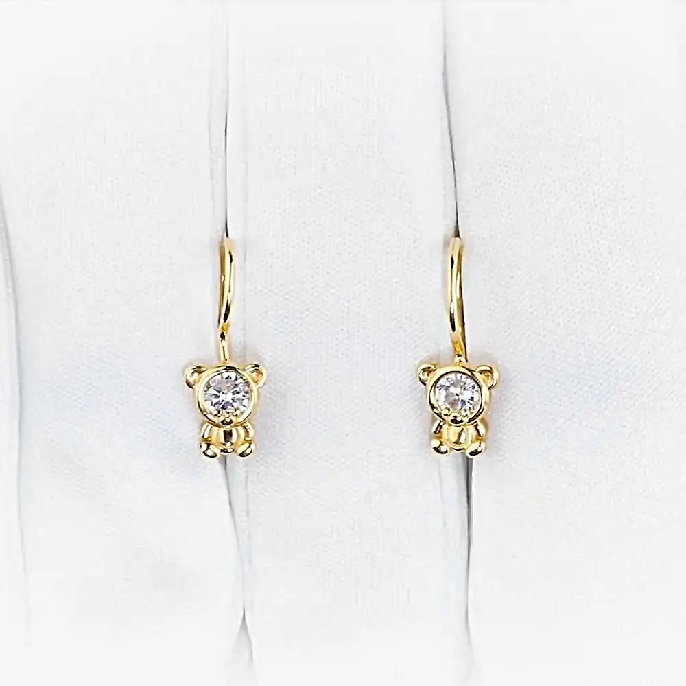 Серьги детские с фианитами из красного золота 375 пробы 2