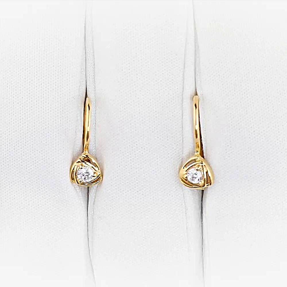 Серьги детские с фианитами из красного золота 375 пробы 1