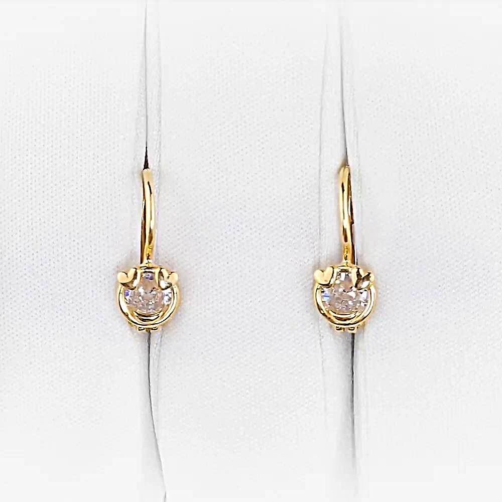 Серьги детские с фианитами из красного золота 375 пробы 1