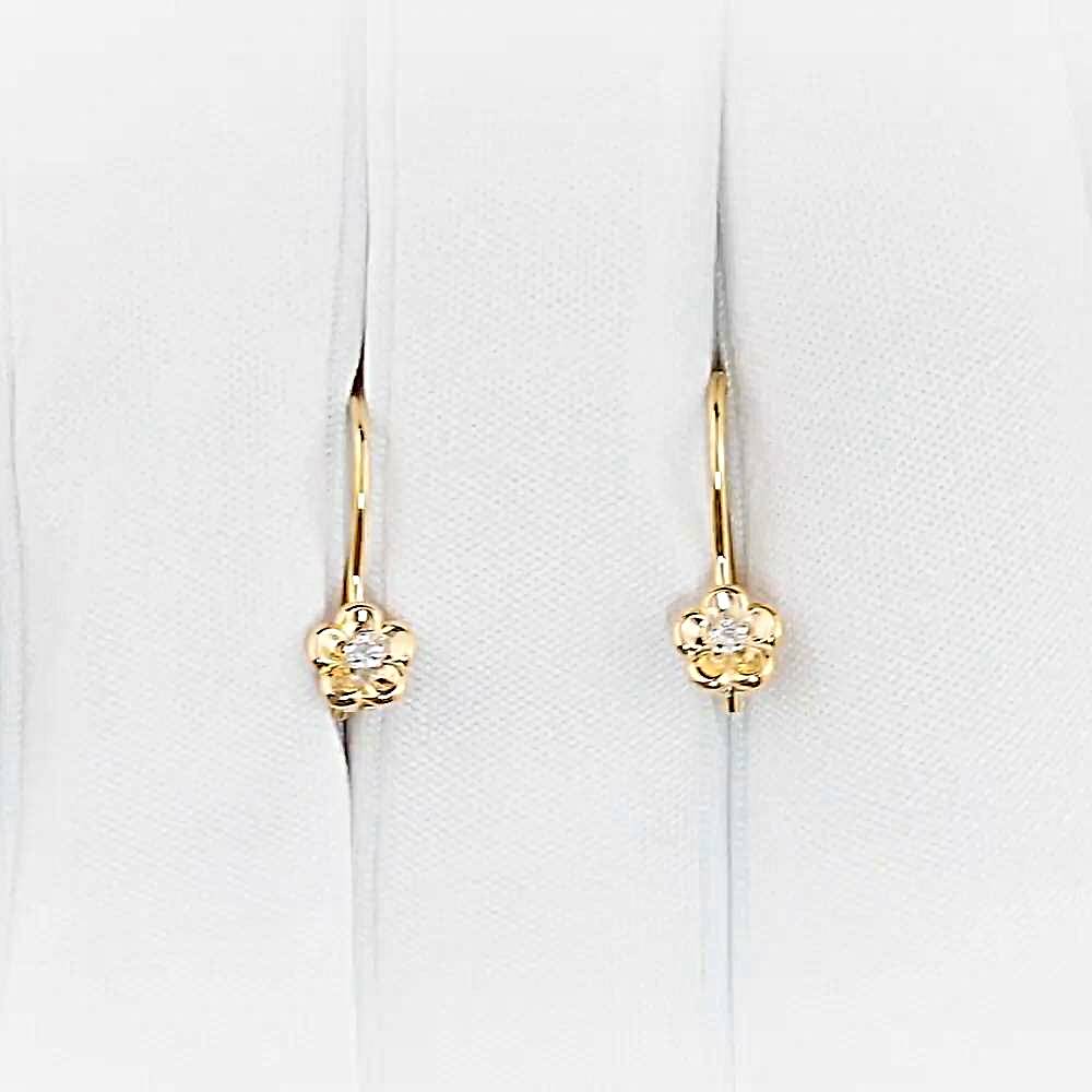 Серьги детские с фианитами из красного золота 375 пробы 1