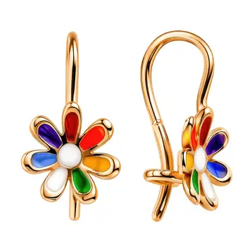 Серьги детские из красного золота 585 пробы