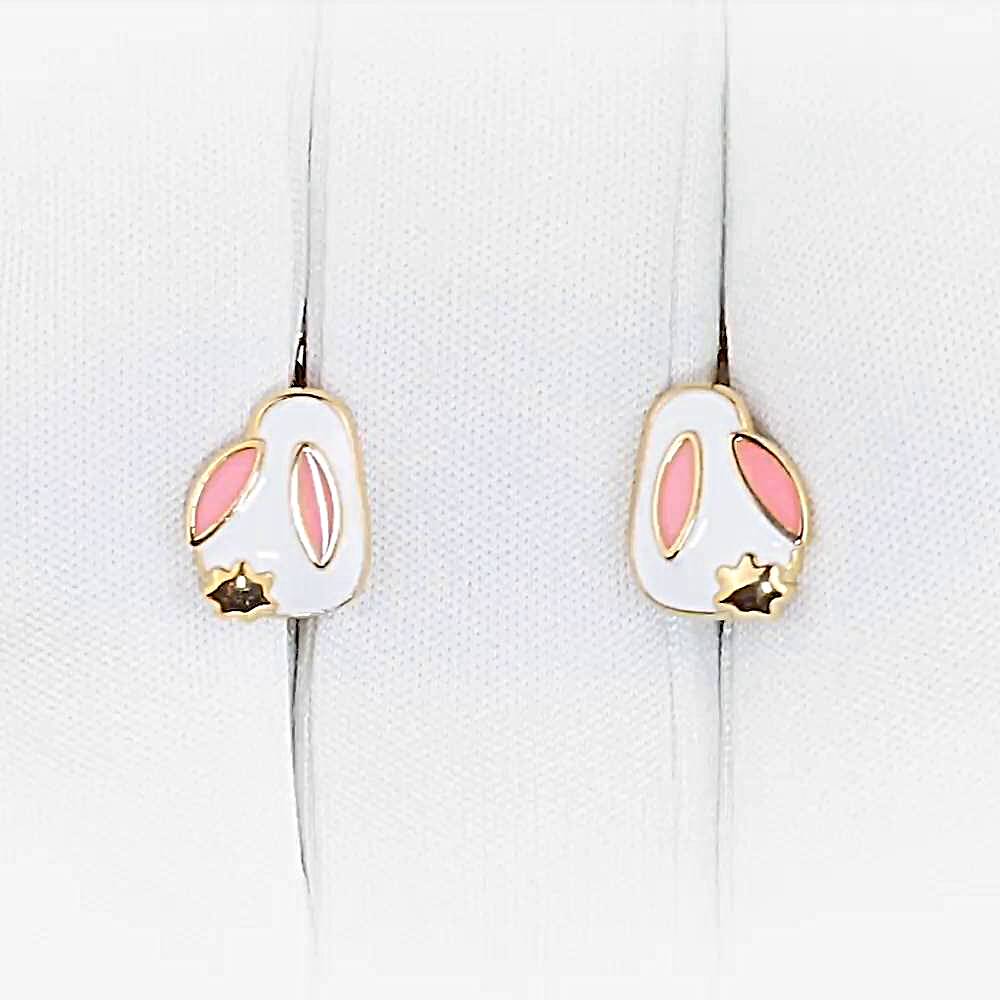 Серьги  Заяц детские из красного золота 375 пробы 1