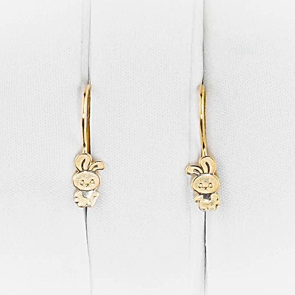 Серьги  Заяц детские из красного золота 375 пробы 1