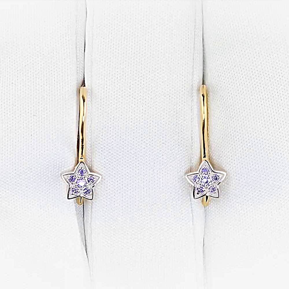 Серьги детские с фианитами из красного золота 375 пробы 1