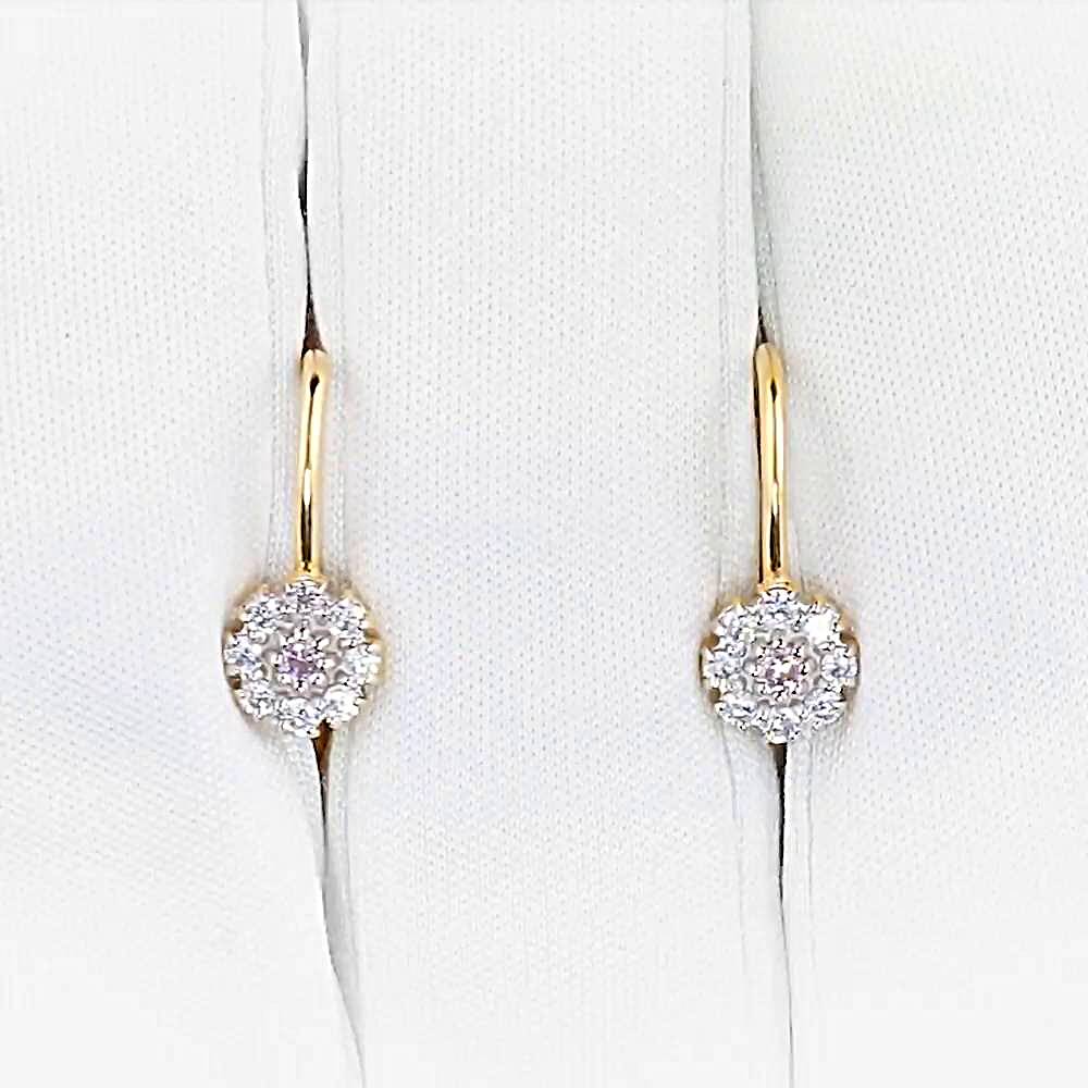 Серьги детские с фианитами из красного золота 375 пробы 1