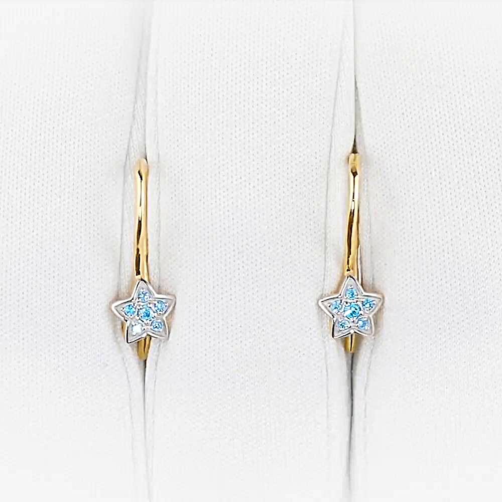 Серьги детские с фианитами из красного золота 375 пробы 1