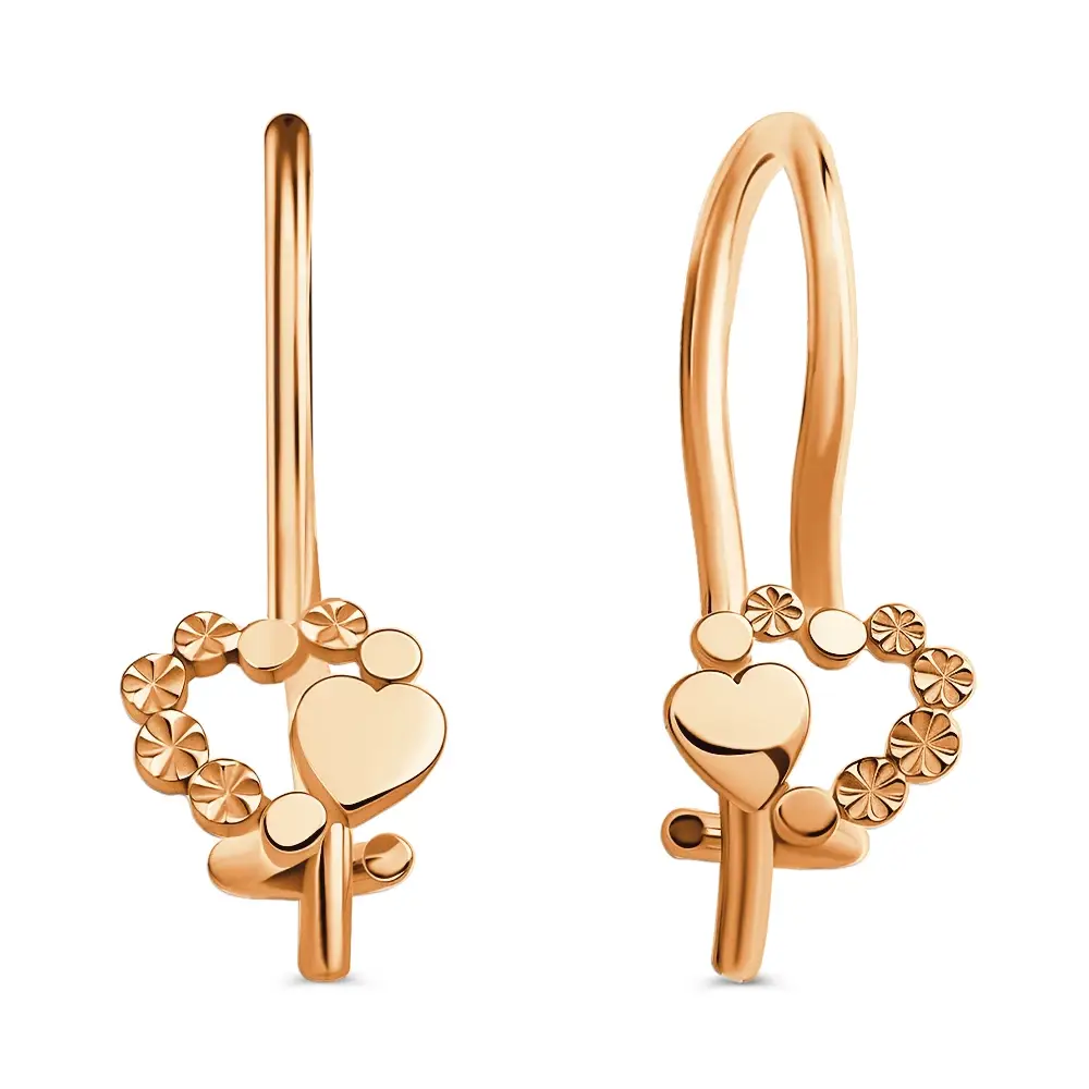 Серьги детские из красного золота 585 пробы