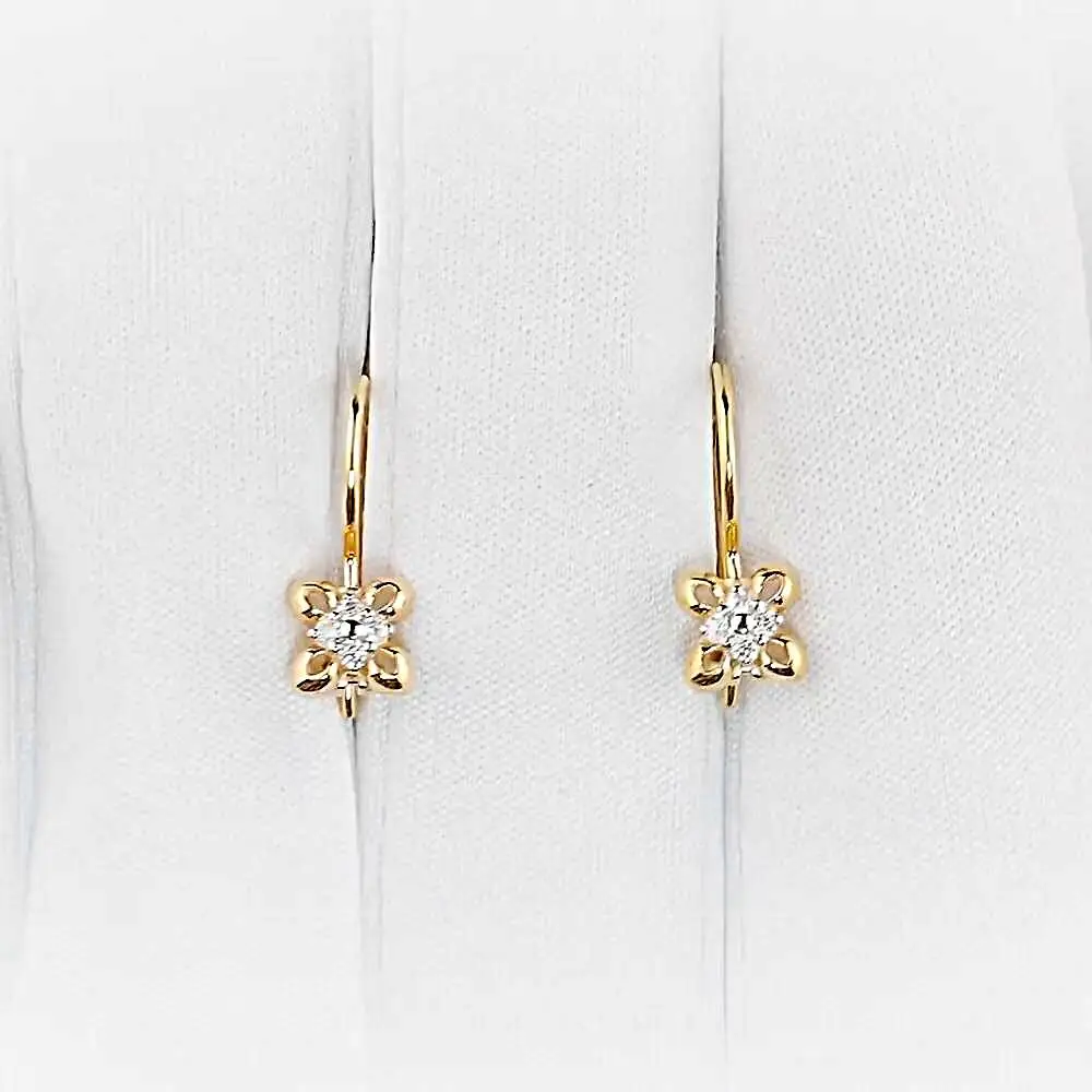 Серьги детские с фианитами из красного золота 375 пробы 2