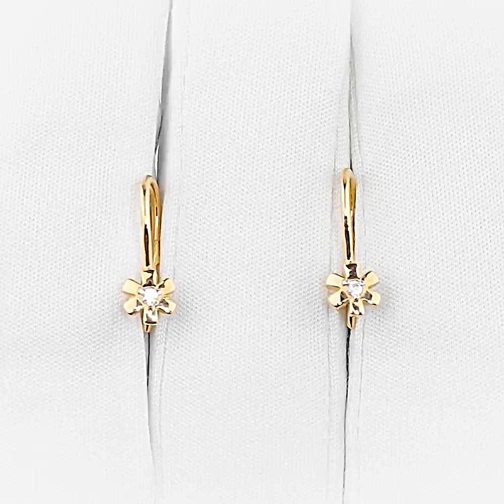 Серьги детские с фианитами из красного золота 375 пробы 1