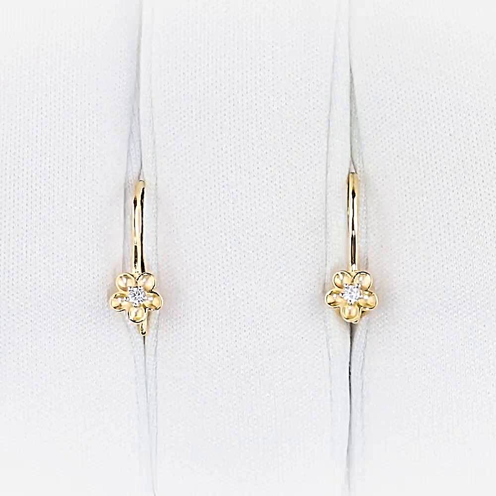 Серьги детские с фианитами из красного золота 375 пробы 1