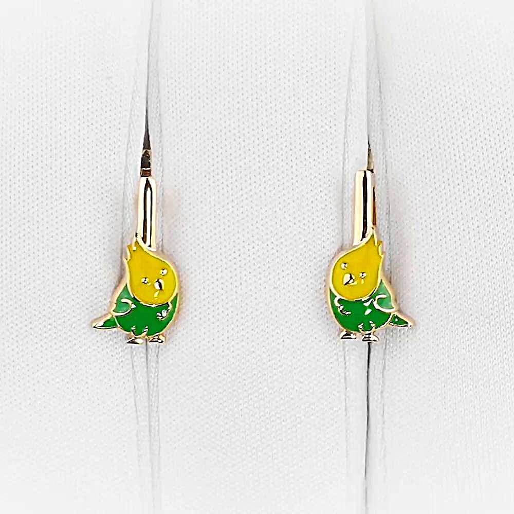 Серьги  Птица детские из красного золота 585 пробы 1