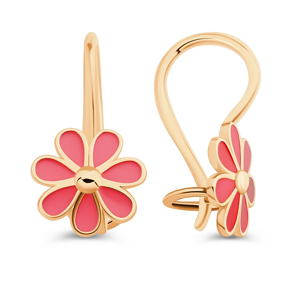 Серьги детские из красного золота 375 пробы