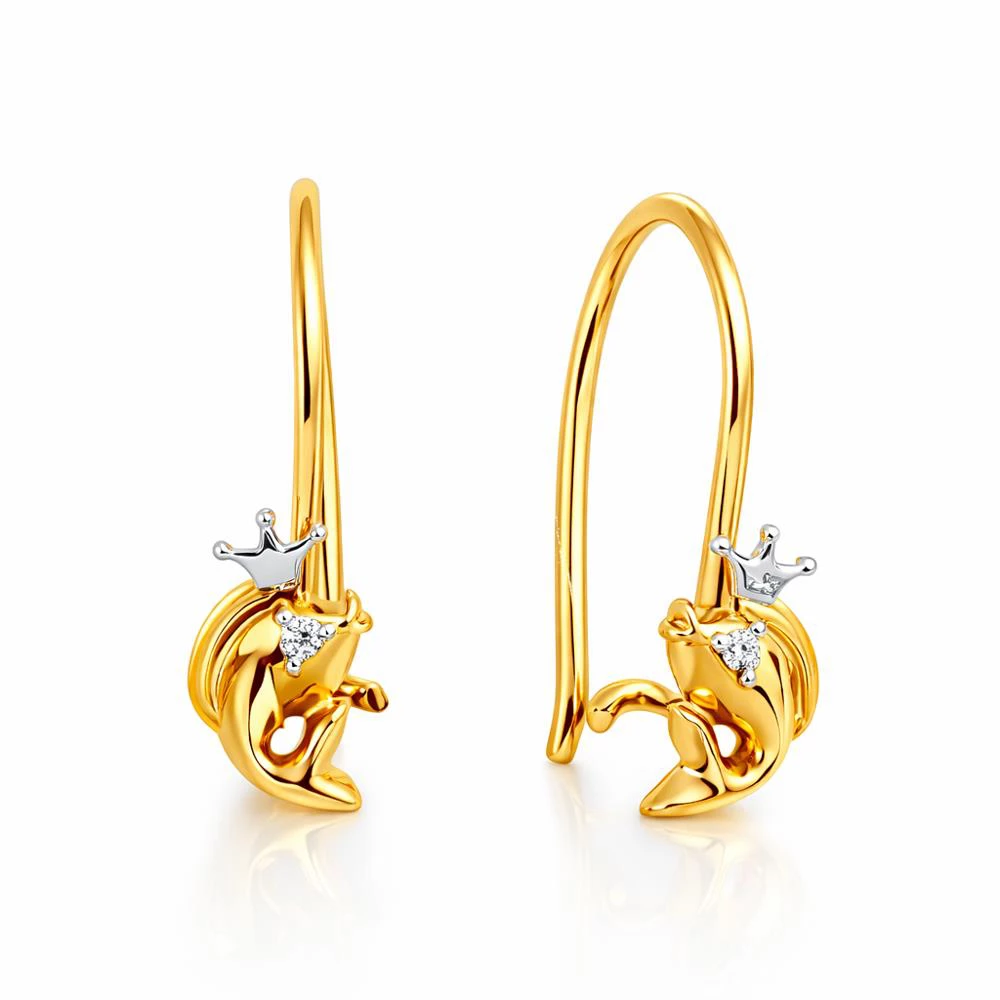 Серьги  Рыбка детские с фианитами из красного золота 375 пробы