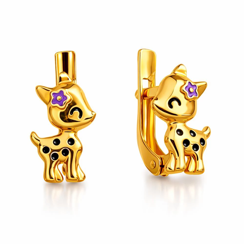 Серьги детские из красного золота 375 пробы