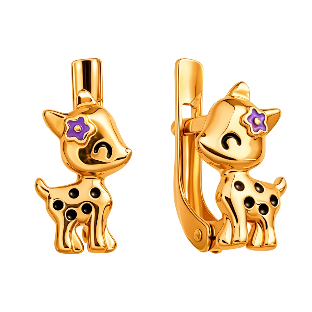 Серьги детские из красного золота 375 пробы