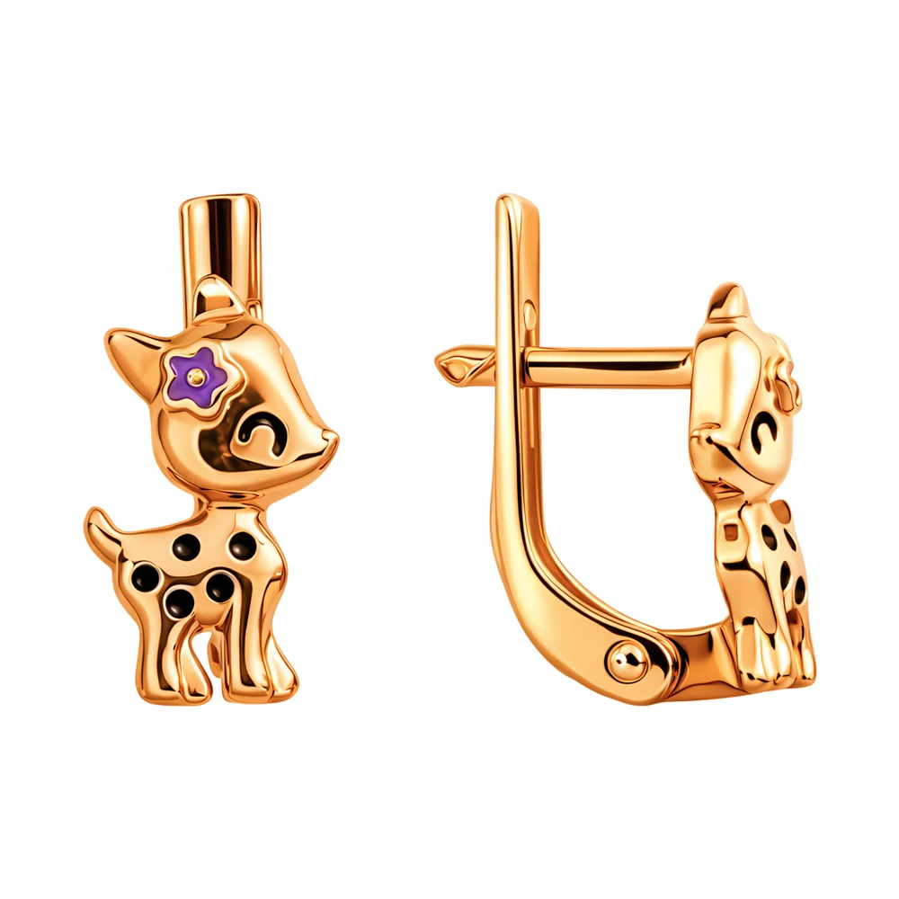 Серьги детские из красного золота 375 пробы