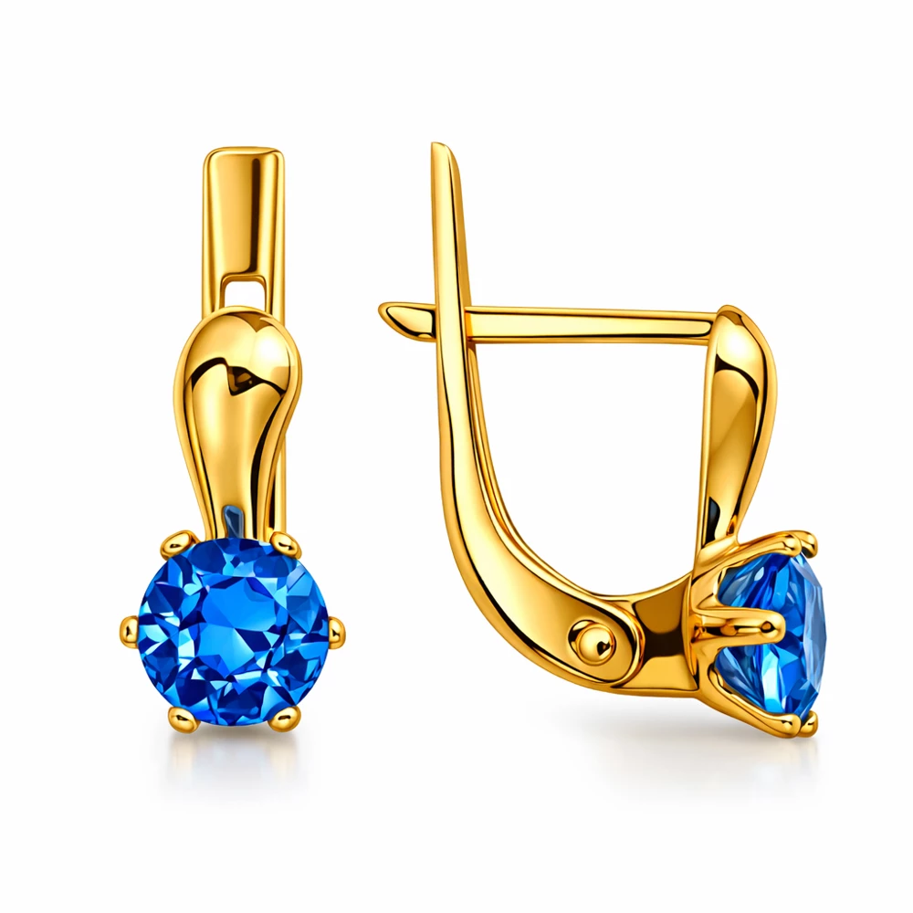 Серьги детские с фианитами из красного золота 375 пробы