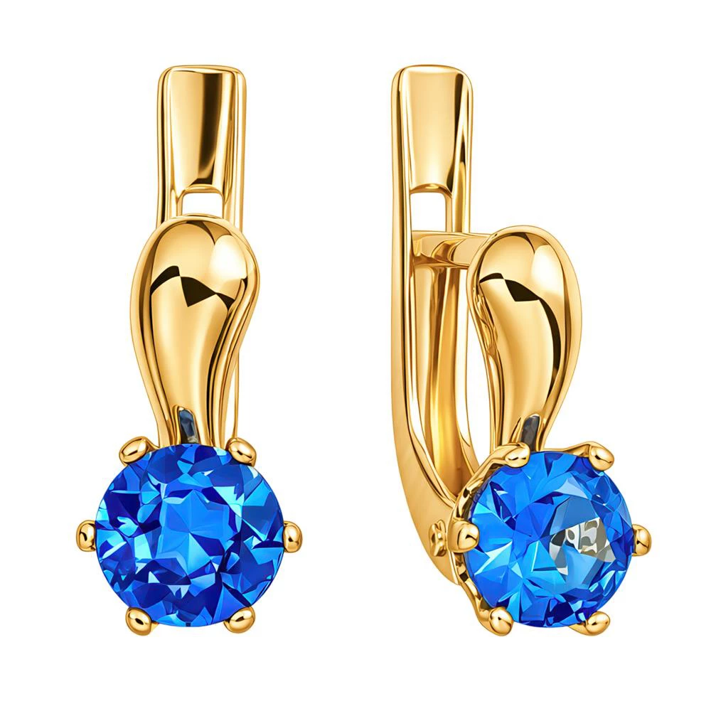 Серьги детские с фианитами из красного золота 375 пробы