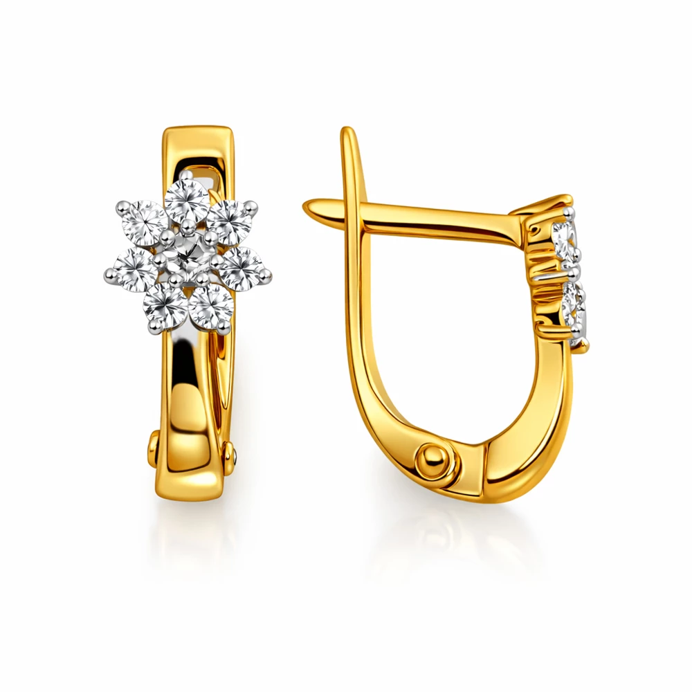 Серьги детские с фианитами из красного золота 375 пробы