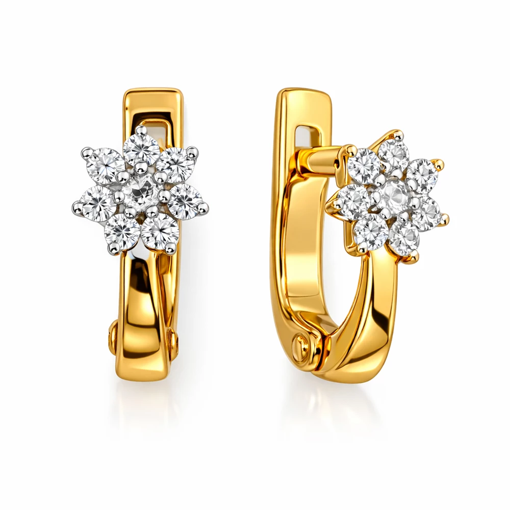 Серьги детские с фианитами из красного золота 375 пробы