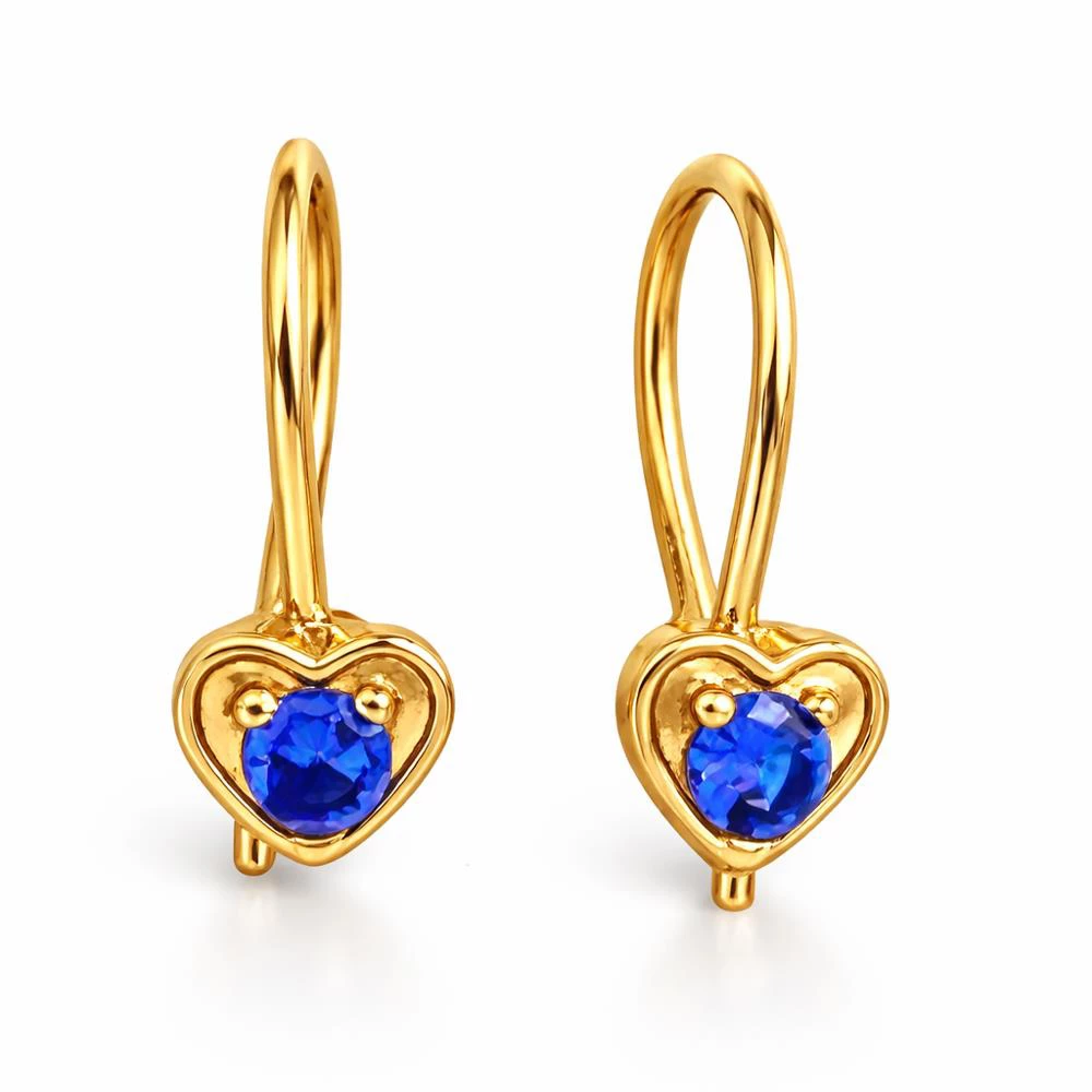 Серьги детские с фианитами из красного золота 375 пробы