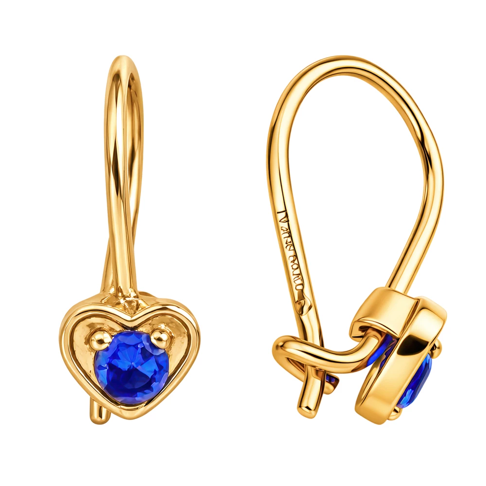 Серьги детские с фианитами из красного золота 375 пробы