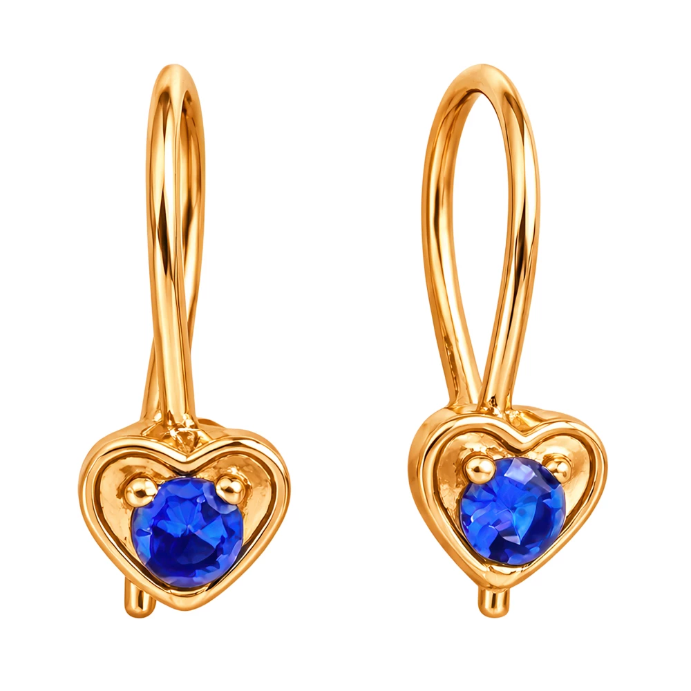 Серьги детские с фианитами из красного золота 375 пробы