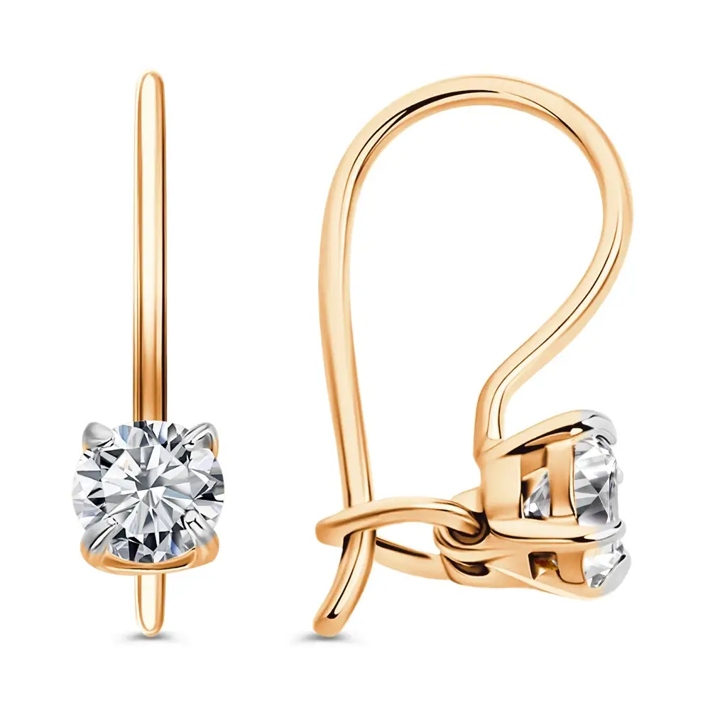 Серьги детские с фианитами из красного золота 375 пробы 3
