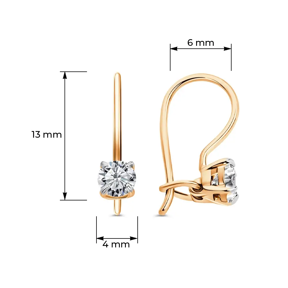 Серьги детские с фианитами из красного золота 375 пробы 4