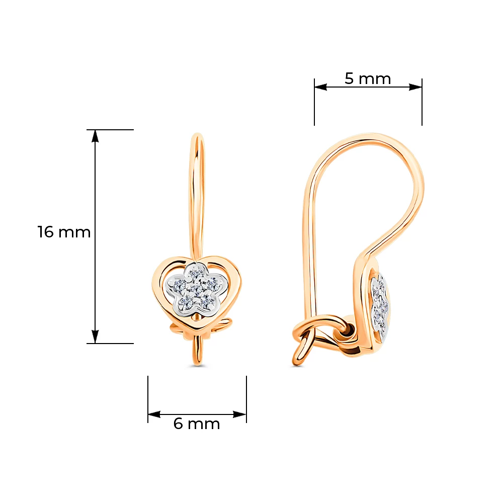 Серьги детские с фианитами из красного золота 375 пробы 4