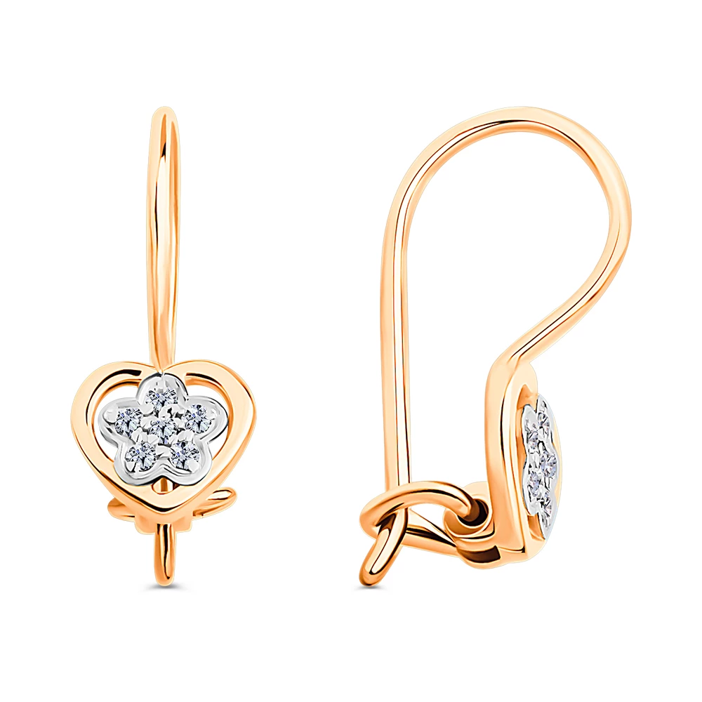 Серьги детские с фианитами из красного золота 375 пробы 3