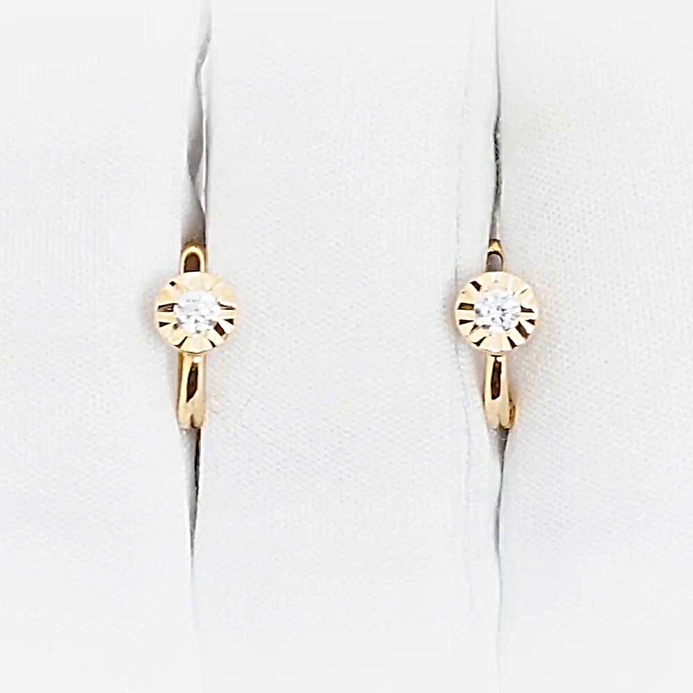 Серьги детские с фианитами из красного золота 375 пробы