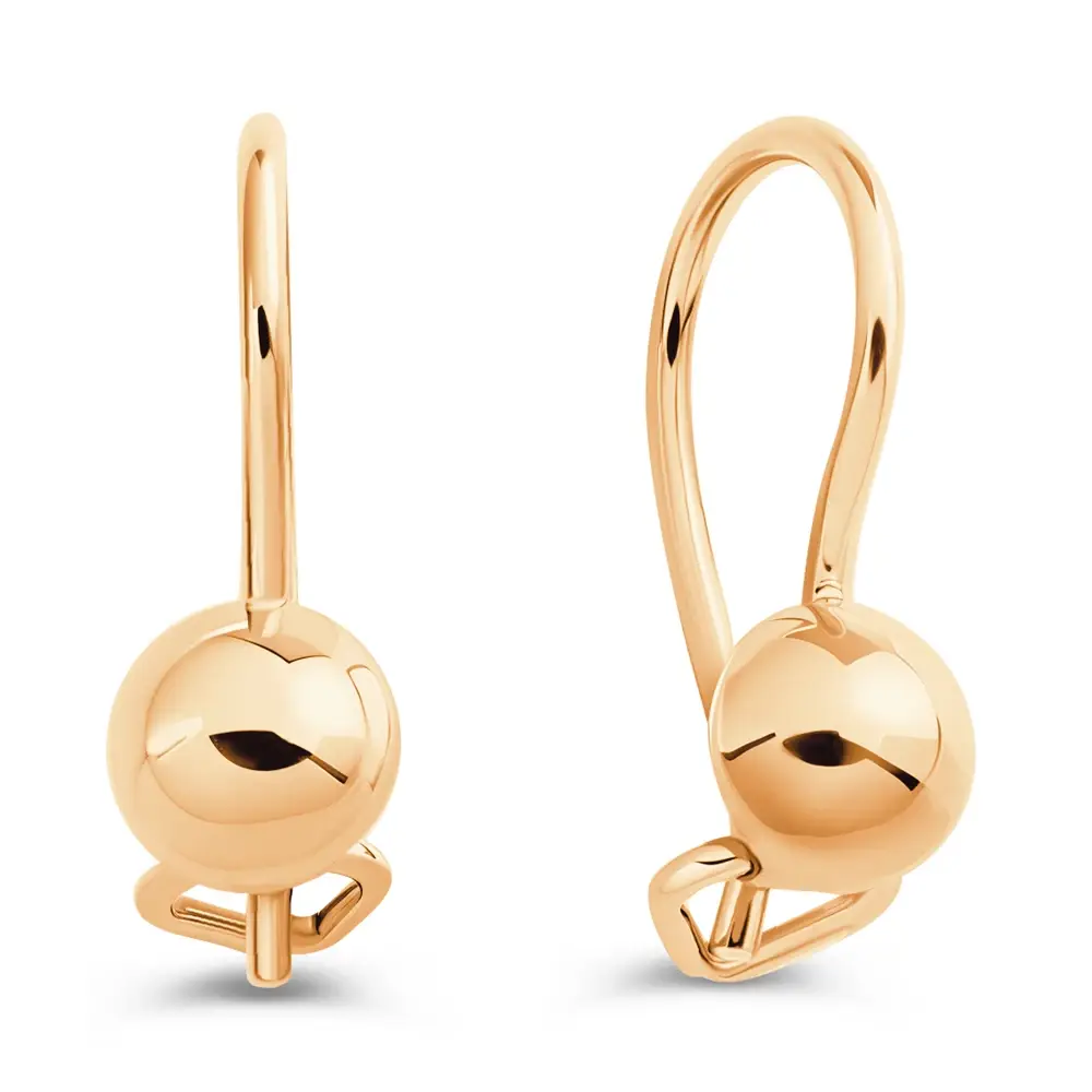 Серьги детские из красного золота 585 пробы